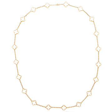 Van Cleef & Arpels Vintage Alhambra 20 Motifs Necklace 18K Yellow Gold and Mother of Pearl
