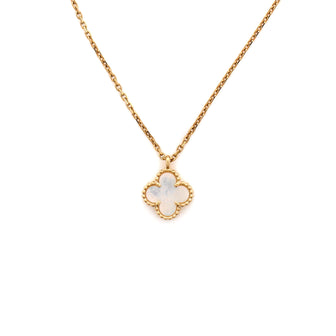 Van Cleef & Arpels Sweet Alhambra Pendant Necklace 18K Yellow Gold and Mother of Pearl
