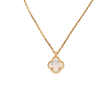 Van Cleef & Arpels Sweet Alhambra Pendant Necklace 18K Yellow Gold and Mother of Pearl