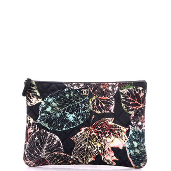 Chanel O Case Clutch Quilted Printed Canvas Medium