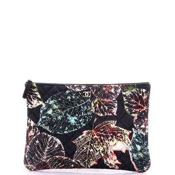 Chanel O Case Clutch Quilted Printed Canvas Medium