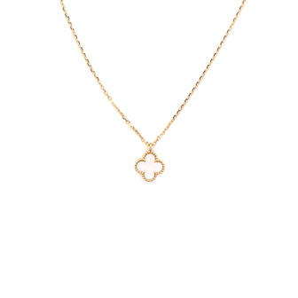 Van Cleef & Arpels Sweet Alhambra Pendant Necklace 18K Yellow Gold and Mother of Pearl