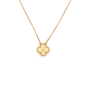 Van Cleef & Arpels Vintage Alhambra Pendant Necklace Guilloche 18K Yellow Gold