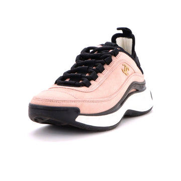 Chanel Women's CC Cap Toe Logo Sneakers Suede and Leather