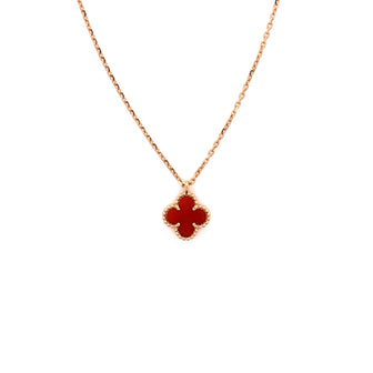 Van Cleef & Arpels Sweet Alhambra Pendant Necklace 18K Rose Gold and Carnelian