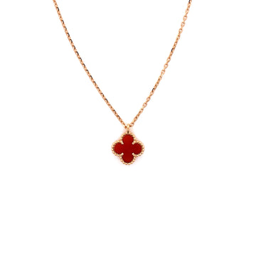 Van Cleef & Arpels Sweet Alhambra Pendant Necklace 18K Rose Gold and Carnelian