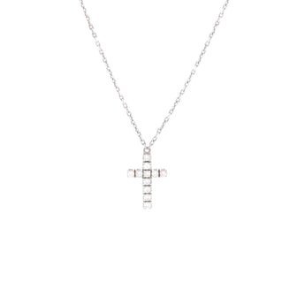 Cartier Cross Pendant Necklace 18K White Gold with Diamonds