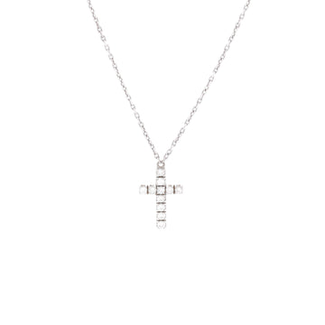 Cartier Cross Pendant Necklace 18K White Gold with Diamonds