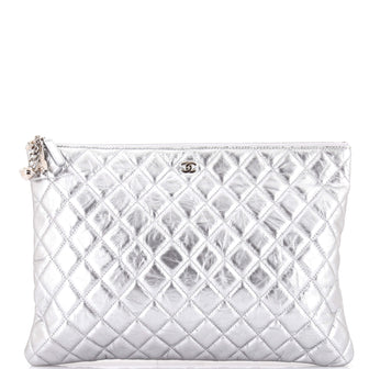 Chanel Cosmo Charm O Case Clutch Quilted Metallic Aged Calfskin Large