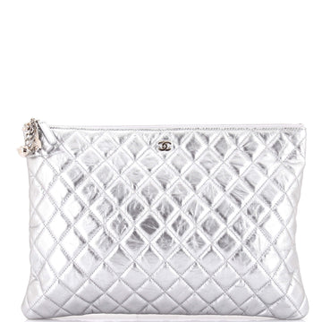 Chanel Cosmo Charm O Case Clutch Quilted Metallic Aged Calfskin Large