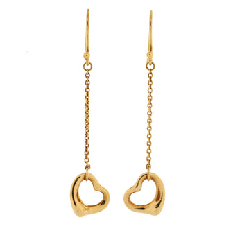 Tiffany & Co. Elsa Peretti Open Heart Drop Earrings 18K Yellow Gold