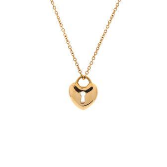 Tiffany & Co. Heart Lock Pendant Necklace 18K Yellow Gold