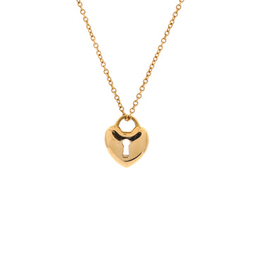 Tiffany & Co. Heart Lock Pendant Necklace 18K Yellow Gold