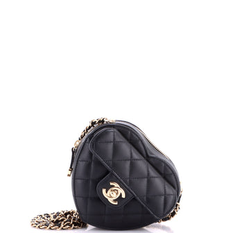 Chanel CC in Love Heart Clutch with Chain Quilted Lambskin