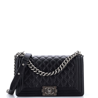 Chanel Boy Flap Bag Quilted Lambskin Old Medium