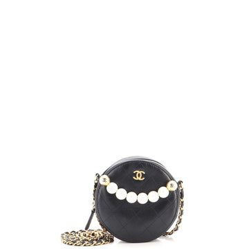 Chanel Chic Pearls Round Clutch with Chain Quilted Lambskin