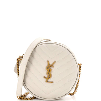 Saint Laurent Vinyle Round Camera Bag Matelasse Chevron Leather