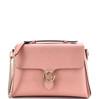 Gucci Interlocking Top Handle Bag Leather Medium