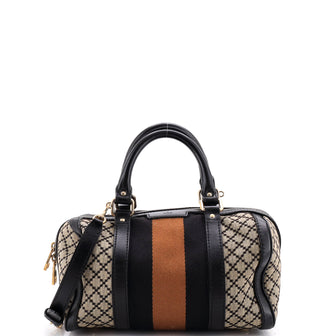 Gucci Vintage Web Boston Bag Diamante Canvas Small