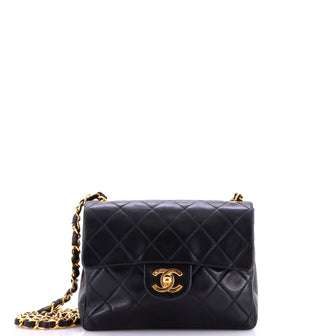 Chanel Vintage Square Classic Single Flap Bag Quilted Lambskin Mini