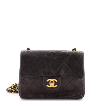 Chanel Vintage Square Classic Single Flap Bag Quilted Lambskin Mini