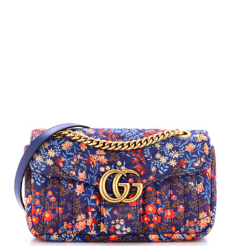 Gucci GG Marmont Flap Bag Floral Print Cotton Small