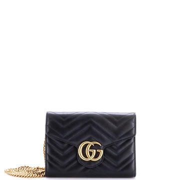 Gucci GG Marmont Chain Wallet Matelasse Leather Mini