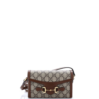 Gucci Horsebit 1955 Flap Crossbody Bag GG Coated Canvas Mini