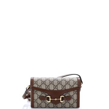 Gucci Horsebit 1955 Flap Crossbody Bag GG Coated Canvas Mini