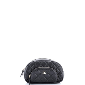 Chanel Front Pocket Cosmetic Pouch Quilted Caviar Small