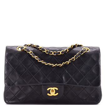 Chanel Vintage Classic Double Flap Bag Quilted Lambskin Medium