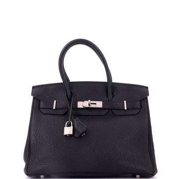 Hermes Birkin Handbag Black Togo with Palladium Hardware 30