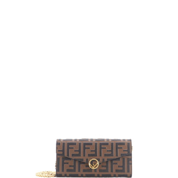 Fendi F is Fendi Continental Chain Wallet Zucca Embossed Leather