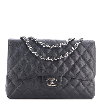 Chanel Classic Double Flap Bag Quilted Caviar Jumbo