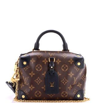 Louis Vuitton Petite Malle Souple Handbag Monogram Canvas with Leather