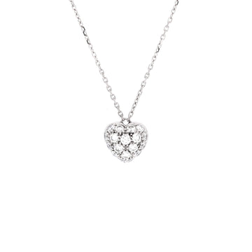 Cartier Heart Pendant Necklace 18K White Gold and Pave Diamonds Medium