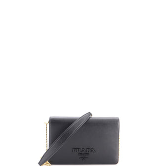 Prada Monochrome Wallet on Chain Saffiano Leather Mini