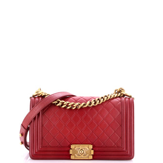 Chanel Boy Flap Bag Quilted Lambskin Old Medium