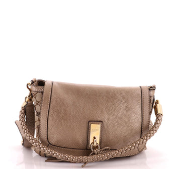 Gucci Bella Flap Shoulder Bag GG Canvas with Leather Medium