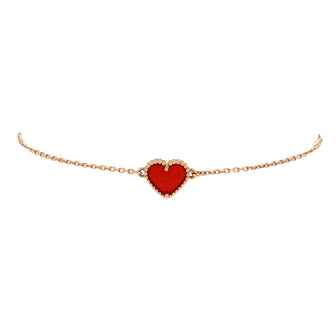 Van Cleef & Arpels Sweet Alhambra Heart Bracelet 18K Rose Gold with Carnelian