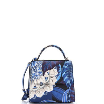 Salvatore Ferragamo Boxyz Top Handle Bag Printed Leather Medium