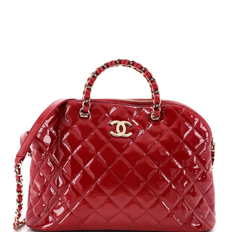 Chanel Coco Top Handle Shopping Bag Quilted Patent Small