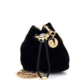 Prada Triangle Logo Drawstring Pouch Bucket Bag Velvet Mini