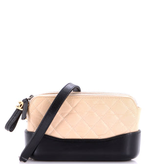 Chanel Gabrielle Double Zip Clutch with Chain Quilted Aged Calfskin