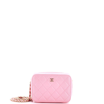 Chanel Zip Around Vanity Case with Chain Quilted Lambskin Mini