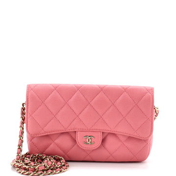 Chanel Classic Flap Phone Holder with Chain Quilted Caviar