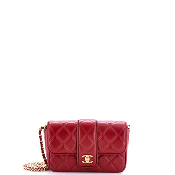 Chanel CC Tab Flap Shoulder Bag Quilted Lambskin Mini
