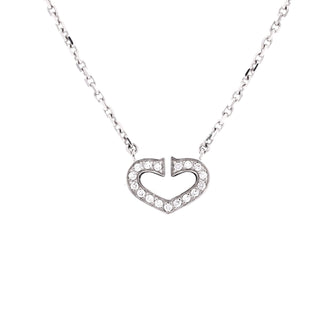 Cartier C Heart de Cartier Pendant Necklace 18K White Gold with Pave Diamonds