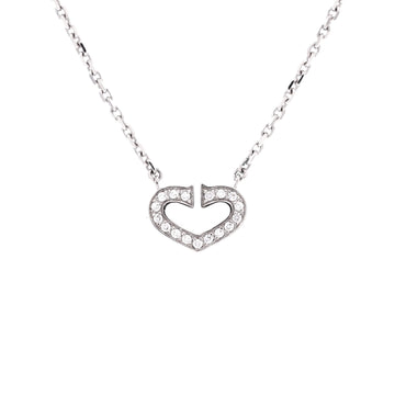 Cartier C Heart de Cartier Pendant Necklace 18K White Gold with Pave Diamonds