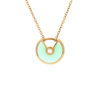 Cartier Amulette de Cartier Pendant Necklace 18K Yellow Gold with Chrysoprase and Diamond XS